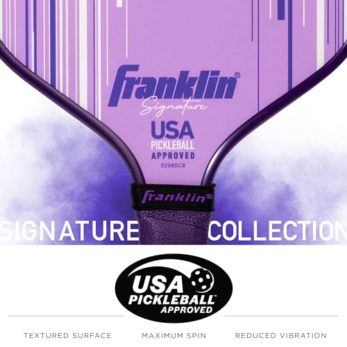Franklin Sports Pro Pickleball Paddles - Signature Series Pro Pickleball Paddle with MaxGrit Surface - USA Pickleball (USAPA) Approved Tournament Pickleball Paddle - 16mm Polypropylene Core - Lilac