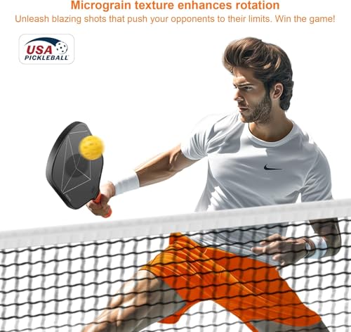 VUFOXT Pickleball Paddles, USAPA Approved T700 Raw Carbon Fiber Surface (CFS) High Spin 16MM PP Honeycomb Core