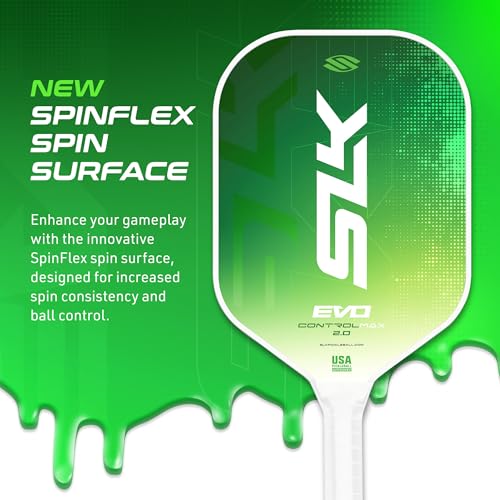Selkirk Sport SLK Evo Control MAX Pickleball Paddle | G8 Power Carbon Fiber Pickleball Paddle Face with Spinflex Surface and Rev-Control Polymer Core | Control Green Max
