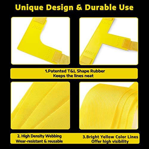A11N Pickleball Court Marking Kit - Temporary Pickleball Boundary Lines in Standard Court Dimensions, No Measurement Required, Yellow