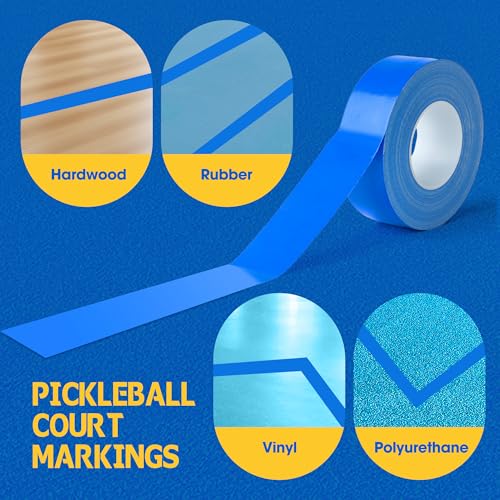 Pickleball Court Tape - 2" x 200 ft Blue Line Marking Kit | Temporary No-Residue Tape | Easy Apply & Remove | Outdoor/Indoor for Courts, Gym, Driveway, Backyard