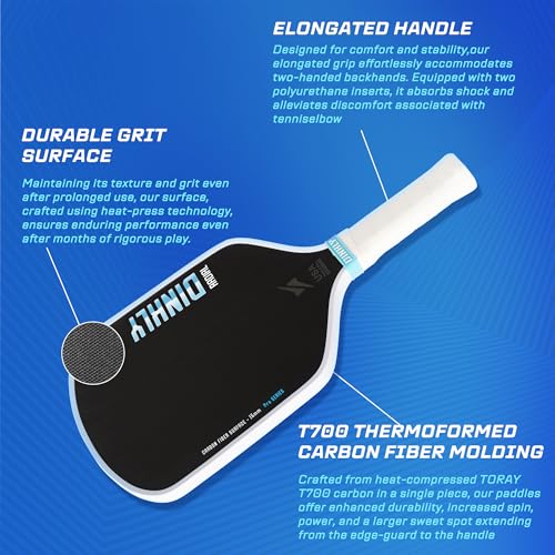 DINKLY Radial Pro Pickleball Paddle, T700 Raw Carbon Fiber Thermoformed with Foam Injected Walls, USAPA Approved Pickle Ball Racket, Engineered for Maximum Spin & Consistency (16mm Hybrid)
