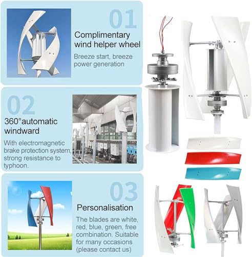 Lbxlhr 10000W/12000W Upgraded Wind Vertical Axis Turbine Generator 12V 24V 48V 220V with MPPT Controller Wind Turbine Kit for Hybrid Wind Solar System(12000w,48v)