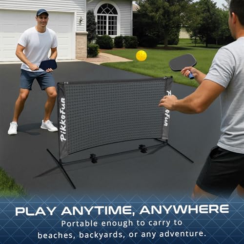 PIKKOFUN Mini Pickleball Net (5 FT Wide), Small Portable Dink Practice Net for Indoor & Outdoor, 60-Second Tool-Free Setup, Carry Bag Included, Pickleball Gifts for Women & Men, Black Net