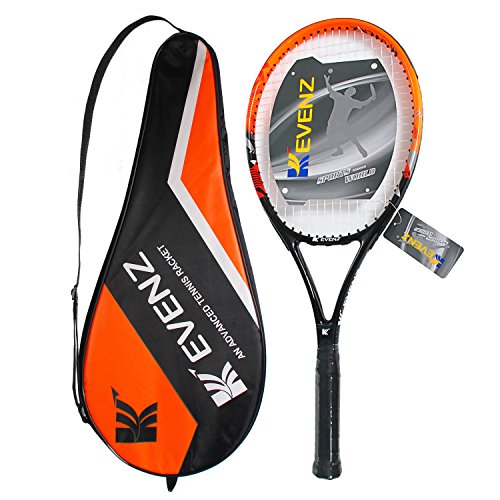 KEVENZ Tennis Racket for Adults,Carbon Fiber Tennis Racquet with Carring Bag,Light Weight and Shock Resistant, Orange