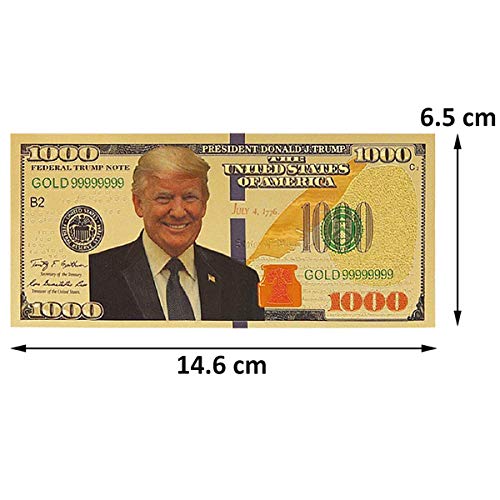 1000 Dollar 2025 USA President Bill Banknote, One Thousand 24k Gold Coated USA President Legacy Limited Edition Million Dollar Bill Great Gift for Currency Collectors and Republican (50)