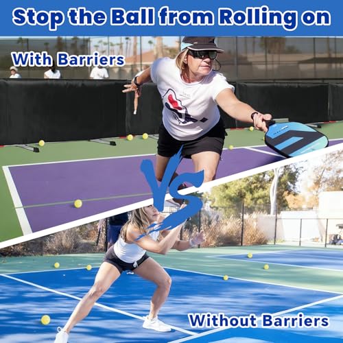 Tcatec Pickleball Ball Barriers 3 Pack - Court Dividers for Pickleball Courts, Portable Black Barriers for Ball Containment and Court Division