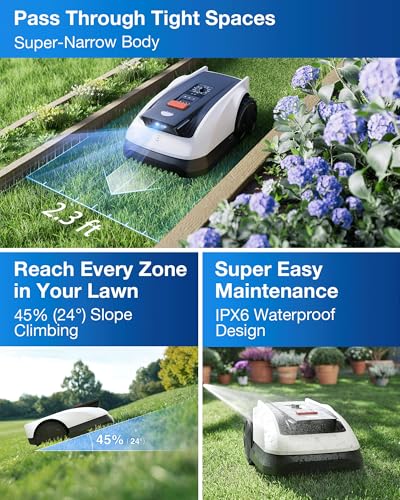 ECOVACS Goat O1000 RTK Robot Lawn Mower, Perimeter Wire Free Vision Robotic Lawnmower for 1/4 Acres Lawn, Automated Mapping, APP Control, 3D Obstacle Avoidance, Zero-Edge Cutting, 8.66 Inches
