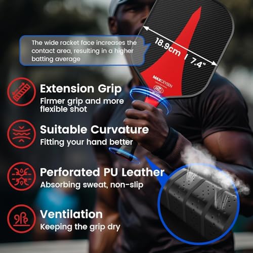 Maxceysen Pickleball Paddles T700 Carbon Fiber Surface Paddle USAPA Approved 16MM High Performance Lightweight Racket with Wide Face Long Grip for Men Women Beginner Starters Partners Couples