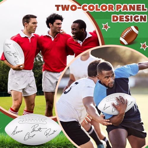 Hiboom Autograph Football with Acrylic Display Stand Air Pump Blank Gold Football for Trophy Anniversary High School College Coaching Gift Award Championship Party(1 Pc,White,Size 9)