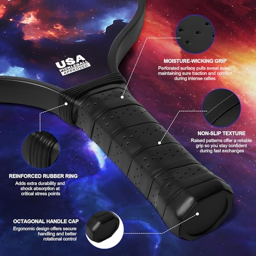 U-BRIO Pickleball Paddles USAP Approved | 16MM Max Sweet Spot | 5-Layer Fiberglass & Edge Guard | PP Honeycomb Shock Absorption | High Forgiveness | Beginner-Friendly Value Bundle