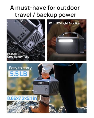 Portable Power Station 300W, 192Wh LiFePO4 Battery Solar Generator with 40W Solar Panel & 2 AC Outlets 110V/ 600W Surge, Power Bank Fast Charging for Home Use, RVs, Road Trips, Hurricane Emergency