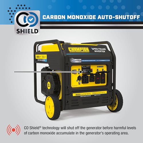 Champion Power Equipment 9000-Watt Electric Start Home Backup Portable Open Frame Inverter Generator with Quiet Technology and CO Shield
