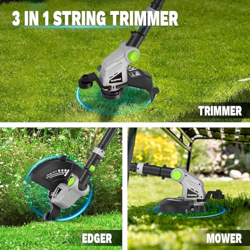 Weed Wacker Cordless 20V 12'' Electric Weed Eater with Auto Line Feed, 2 x 2.0Ah Battery and Fast Charger, 6 x Replacement Line, Battery Powered String Trimmer for Lawn Care, GrassTrimmer (AD-ST-002)