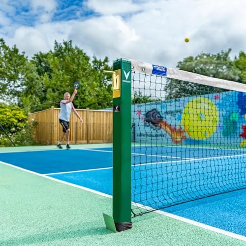 Vermont Pickleball Posts [Regulation Size] - Round or Square Posts, Optional Ground Sockets | Green, Black or Blue | For Hard or Grass Surfaces | POSTS ONLY (Square, Green, Without Ground Sockets)