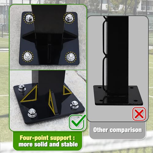 defulion-Premium Permanent Pickleball Net Posts - Heavy-Duty Aluminum Poles with Effortless Flange Installation, Say Goodbye to Wobbly Portable Nets