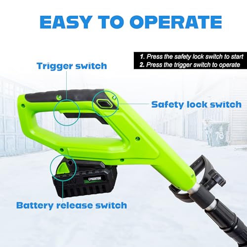 Cordless Snow Shovel, 20V Battery Powered Snow Blower, Lightweight Electric Snow Thrower with Adjustable Handle, Directional Plate, Perfect for Patios, Decks, Walkways, and Driveways (10 INCH)