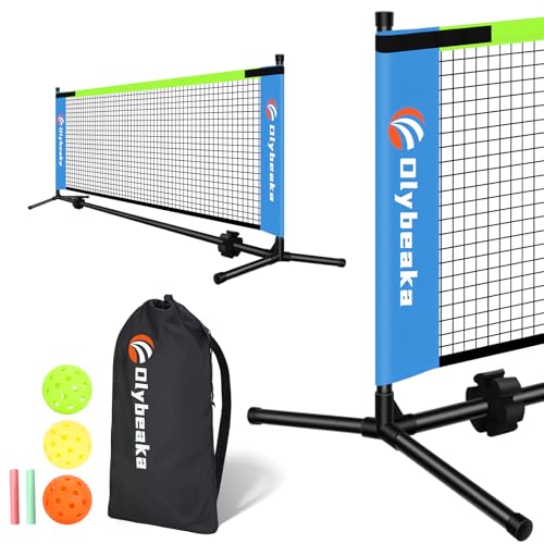 5ft / 10ft / 12.5 ft Mini Pickleball Net for Driveway Backyard with 3 Pickleballs, Carry Bag, Chalks, Portable Half Court Small Pickleball Net for Adults Kids Beginners Pros (Blue, 12.5ft)