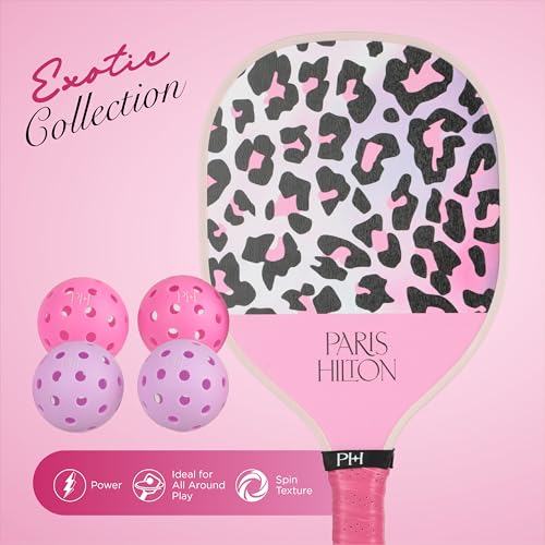 Paris Hilton - Exotics Collection Pickleball Set 7-Piece, Premium Wooden Paddles with Pickleballs and Carry Case, Durable Beginner Paddle Set for Indoor and Outdoor Play