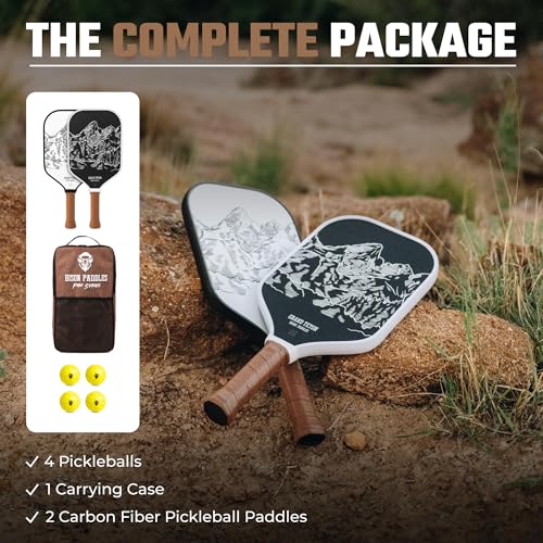Bison Paddles: Carbon Fiber Pickleball Paddle Set of 2 - National Parks Edition | Durable Unibody Construction | Textured Carbon Fiber Surface | Every Purchase Helps Fund National Parks