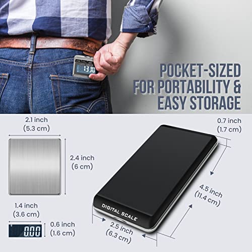 Flexzion Jewelry Small Digital Scale .01 Gram Accuracy - Portable Digital Jewelry Scale Gram & Ounces with 300g Weight Capacity - Micro Scale for Herbs, Gold, Coins with Multi-Unit Conversion