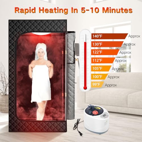 Joezhe Infrared Sauna Box,Portable Steam Sauna Tent for Home,Personal Sauna Room with Remove Control,at Home Sauna Full Body,1200W 3L,with Infrared Iight, for Women&Men