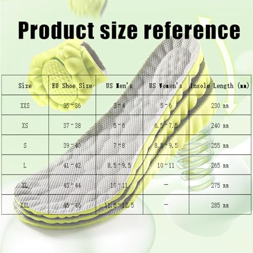 Pickleball Insoles for Men Women, 4D Memory Foam Arch Support Inserts, Breathable Sweat-Absorbent Cushion for Running (2 Pair, Men 5-6 / Women 6.5-7.5)