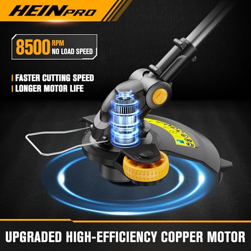 HEINPRO Cordless String Trimmer Compatible with Dewalt 20V MAX Battery, 12-Inch Weed Wacker Cordless Auto Line Feed,Electric Weed Eater Battery Powered Grass Trimmer w/6 Line Spools(Tool Only)