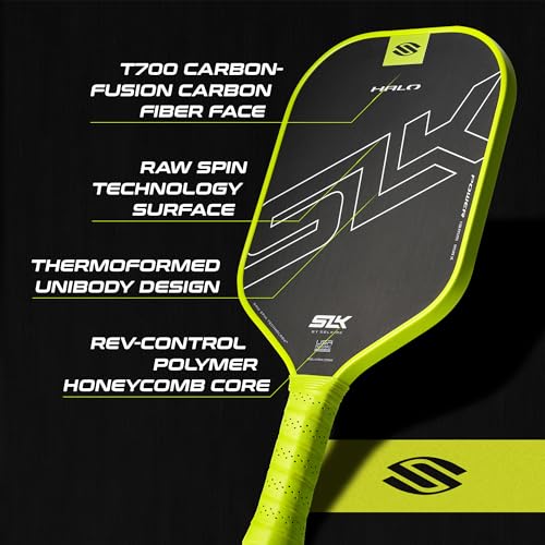 Selkirk Sport SLK Halo Power MAX Pickleball Paddle | Raw Carbon Fiber Pickleball Paddles with a Rev-Core Power Polymer Core | Designed for Ultimate Spin & Power | Green