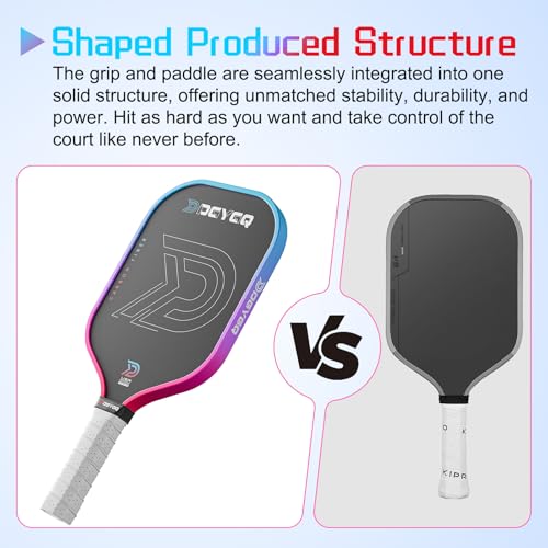 DGYGQ Professional Carbon Fiber Pickleball Paddle-16mm, Superior Control, Strong Power and Forceful Spin with 16mm Honeycomb Core Pickleball Rackets (Red and Blue)
