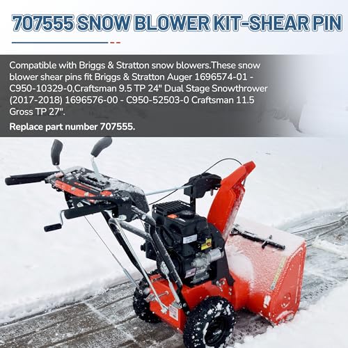 6-Pack 707555 Snow Blower Shear Pin for Briggs & Stratton, Shear Pins Kit Compatible with Craftsman Dual Stage Snowthrower