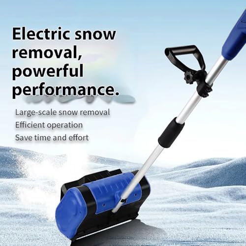 NOENNULL Cordless Snow Shovel, 12 Inch 500W Electric Snow Shovel with Nylon Roller Brush, Aluminum Telescopic Pipe Snow Removal Shovel with 30.5cm Clearing Width 4000mAh Li Battery for