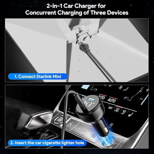 ELUTENG Starlink Mini Cable 16FT DC Power Cable + Starlink Cigarette Lighter Adapter 12V Car Adapter Power Cable 18AWG Waterproof Cigarette Lighter to DC Cord 12V-24V for Starlink Mini Accessories