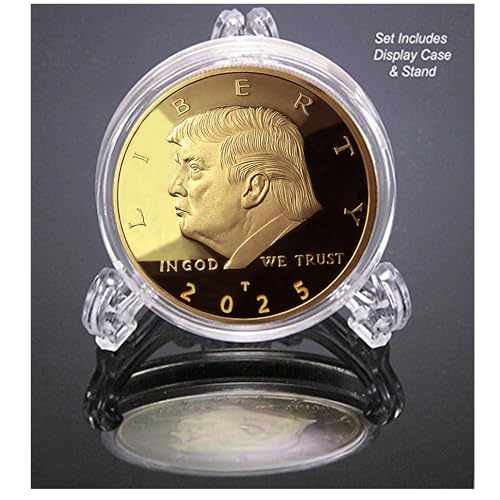 Donald J. Trump Won 2025 Gold Coin in Velvet Display Case - 47th Presidential Commemorative Gold Plated Replica Challenge Coin with Cert of Authenticity (2025 Velvet)