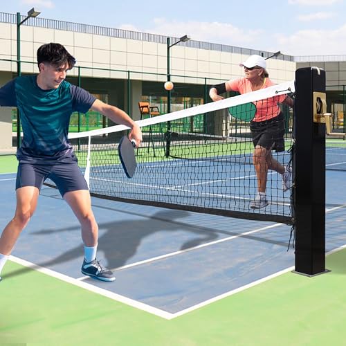 Seliyoo Pro-Grade In-Ground Pickleball Net with Brass Crank Handle,Galvanized Steel Sleeves,Tournament Regulation Size,Heavy Duty Pickleball Post for Indoor Gym or Outdoor Court