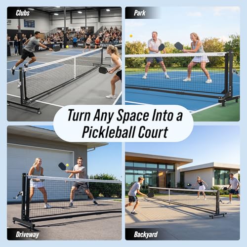 Patiassy Tournament-Grade Pickleball Net, IFP/USAPA Standards Regulation Size, Rust-Resistant Aluminum Frame with Hand-Crank Tension System for Semi-Permanent or Mobile Court Use