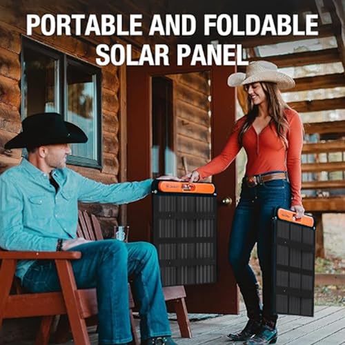 Jackery SolarSaga 100W Bifacial Portable Solar Panel for Explorer 240/300/500/1000/1500 Power Stations, Foldable Solar Cell Solar Charger with USB Outputs for Phones, Rooftops, Outdoor Camping and RVs