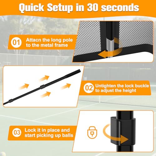 Pickleball Picker Upper Ball Holder, Pickleball Ball Picker Hopper Tube, Pickleball Pickup Tube - Lightweight Pickleball Retriever Collector with Shoulder Strap