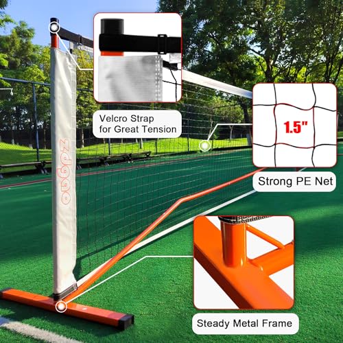 Zdgao Pickleball Net for Driveway with 4 Pickle Balls, 22FT Pickleball Net Regulation Size with Carrying Bag and Weather Resistance Strong Steel Fram