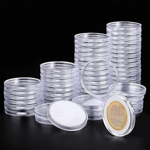 Utron 60P Clear Plastic Coin Capsules, Dollar Coin Holder, 40mm Silver Coin Storage for Collectors, Morgan Silver Dollar Coin Holders with Adjustable Gasket (17/20/25/27/30/33/38/40mm)