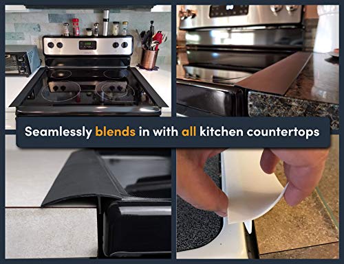 Linda’s Essentials Silicone Stove Gap Covers (2 Pack), Heat Resistant Oven Gap Filler Seals Gaps Between Stovetop and Counter, Easy to Clean Stove Gap Guard (25 Inches, Black)