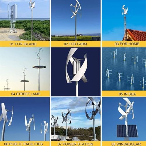 Wind Turbines，6000W 8000W 9000W 10000W No Noise Vertical Magnetic Levitation Upright Wind Turbine, 12V 24V 48V with 3 Blades for Home Use Vertical Axle Wind Turbine,10000W-48V