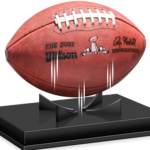KKU Football Display Case, Acrylic Football Case Display Case Autographed Football Holder, No Assembly Required Football Display Box with Removable Built-in Football Display Stand