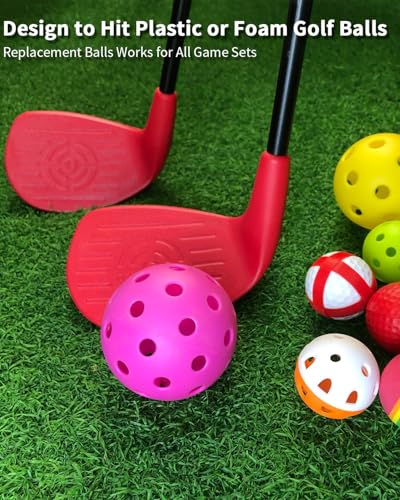 KOFULL Backyard Golf Clubs with Extendable Shaft 2 Packs– Backyard Outdoor Game Club with Oversize Head for Golf Game with Buckets – Length Adjustable 21"-36" for Family – Right-Handed Training, Red