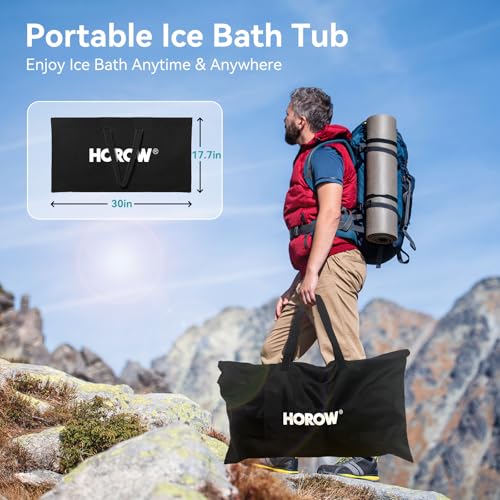 HOROW Ice Bath Cold Plunge Tub with Cover, Multiple Layered Portable Ice Bath Plunge for Cold Water Therapy and Recovery, Indoor & Outdoor Use for Athletes & Adults, 100 Gallons, Black, Round