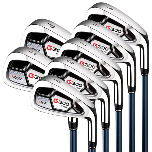 PGM 7 Piece Men’s Golf Iron Set for Right Handed, Forgiving Design Sets with Graphite Shaft and Easy Control Grip Include Golf Club Iron 5 to 9 PW SW