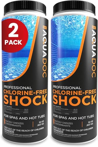 Aquadoc Non-Chlorine Spa Shock for Hot Tub - 32oz (2 Pack) - Chlorine Free Treatment & Enhanced Shock to Assist Bromine - Made in USA