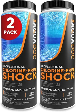 Aquadoc Non-Chlorine Spa Shock for Hot Tub - 32oz (2 Pack) - Chlorine Free Treatment & Enhanced Shock to Assist Bromine - Made in USA
