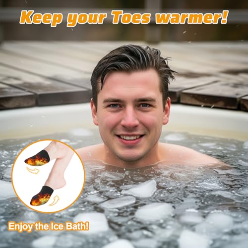 2 Pairs Ice Bath Toe Warmers, Cold Plunge Toe Covers, Soft Reusable Neoprene Toes Socks Foot Warmer Booties for Ice Baths & Cold Plunge Tub Accessories, Hiking, Camping(M)