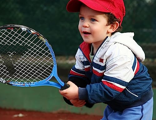 AMA SPORT Kids Tennis Racket for Junior Toddlers Starter Kit 17-25" for Girl Pink and Boy Blue with 420D Nylon Shoulder Strap Bag, Graffiti Blue 17"